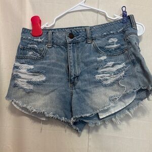 American Eagle Outfitters Blue Distressed Jean Shorts